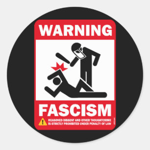 Sticker Rond Attention: Fascisme