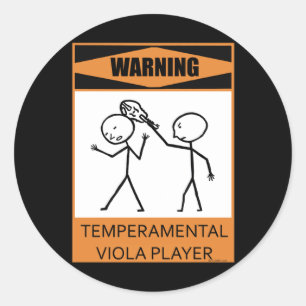 Sticker Rond Attention! Joueur Temperamental Viola