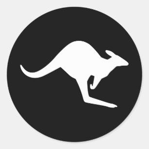 Sticker Rond Attention Kangaroo