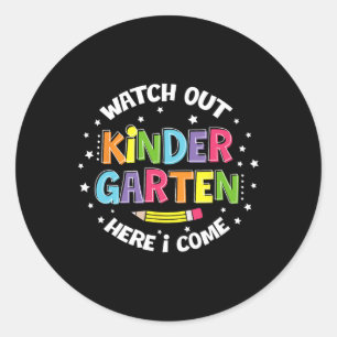 Sticker Rond Attention maternelle me voici Je retourne à l'écol