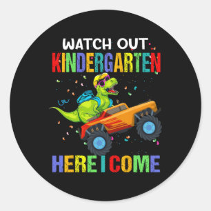 Sticker Rond Attention maternelle me voici premier jour de Di