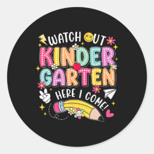 Sticker Rond Attention maternelle me voici Retour à l'école