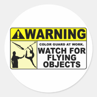 Sticker Rond ATTENTION Surveillez Les Objets Volants !