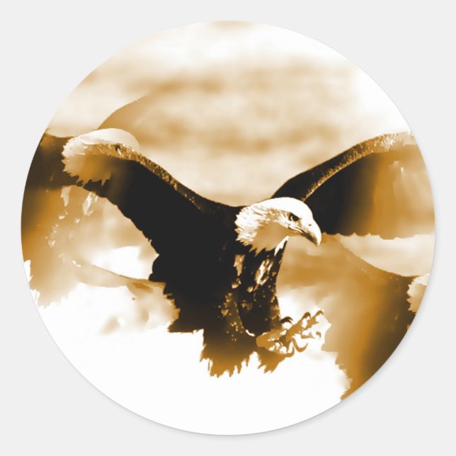 Sticker Rond Atterrissage d'aigle à tête blanche (Devant)