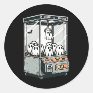 Sticker Rond Attraper Un Fantôme Claw Machine Arcade Drôle Hall