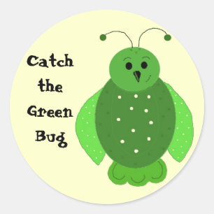 Sticker Rond Attrapez le bug vert