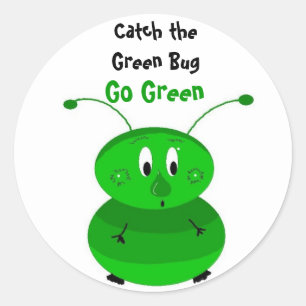 Sticker Rond Attrapez le bug vert