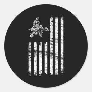 Sticker Rond Atv Drapeau Américain Quatre Routeurs Quad Vélo