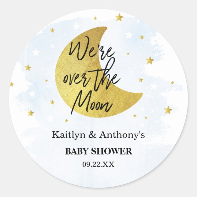 Sticker Rond Au-Dessus De La Lune | Baby shower Garçons (Devant)
