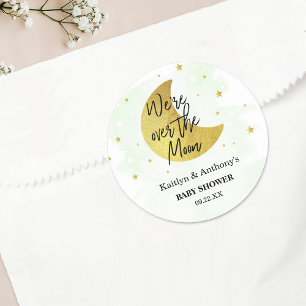 Sticker Rond Au-Dessus De La Lune   Baby shower neutre