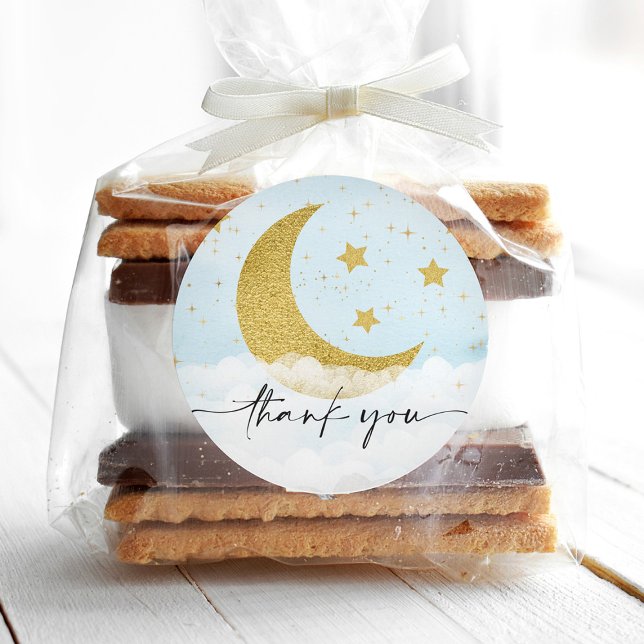 Sticker Rond Au-Dessus De La Lune Garçon Baby shower Favoriser  (Créateur téléchargé)