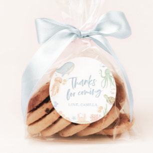 Sticker Rond Au-Dessus De La Mer 1Er Anniversaire Animaux Océan