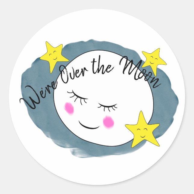 Sticker Rond Au-dessus du baby shower de la Lune (Devant)
