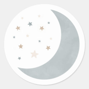 Sticker Rond Au-dessus du Baby shower des Garçons Bleus Lune