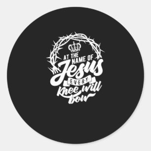 Sticker Rond Au Nom De Jésus, Chaque Genou Fera Bow Christian