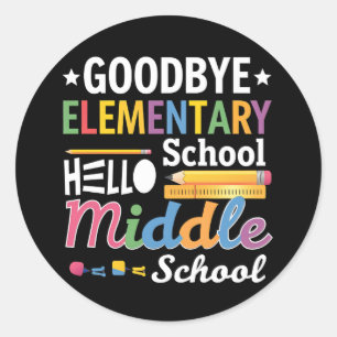 Sticker Rond Au revoir école primaire Bonjour collège