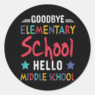 Sticker Rond Au revoir école primaire Bonjour enfants du collèg