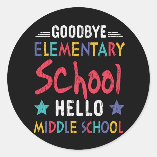 Sticker Rond Au revoir école primaire Bonjour enfants du collèg (Devant)