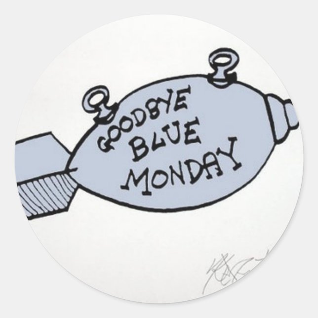 Sticker Rond Au revoir lundi bleu (Devant)