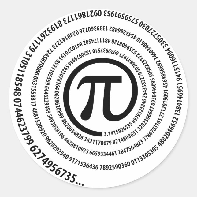 Sticker Rond Au Signe Pi, Version Spirale (Devant)