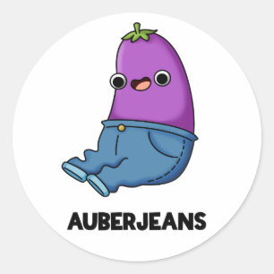 Sticker Rond Auberjeans Funny Eggplant Pun