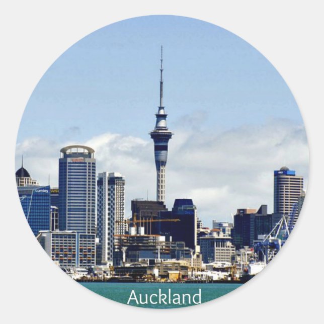 Sticker Rond Auckland Skyline (Devant)