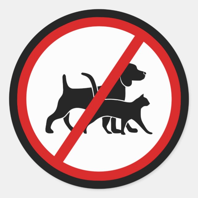 Sticker Rond Aucun animal de compagnie autorisé (Devant)