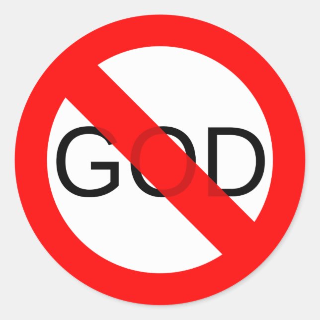 Sticker Rond Aucun Dieu anti Dieu (Devant)