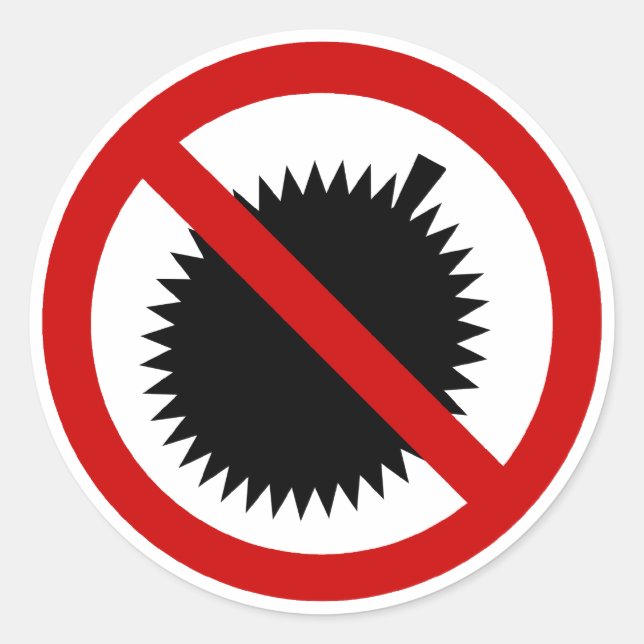 Sticker Rond AUCUN Fruit Tropical Durian ⚠ signe thaï ⚠ (Devant)
