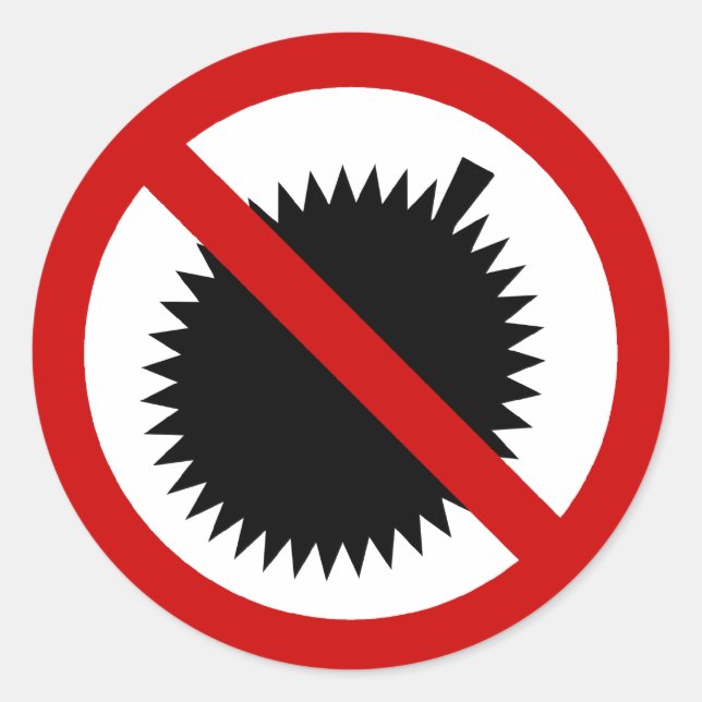 Sticker Rond AUCUN Fruit Tropical Durian ⚠ signe thaï ⚠ (Devant)