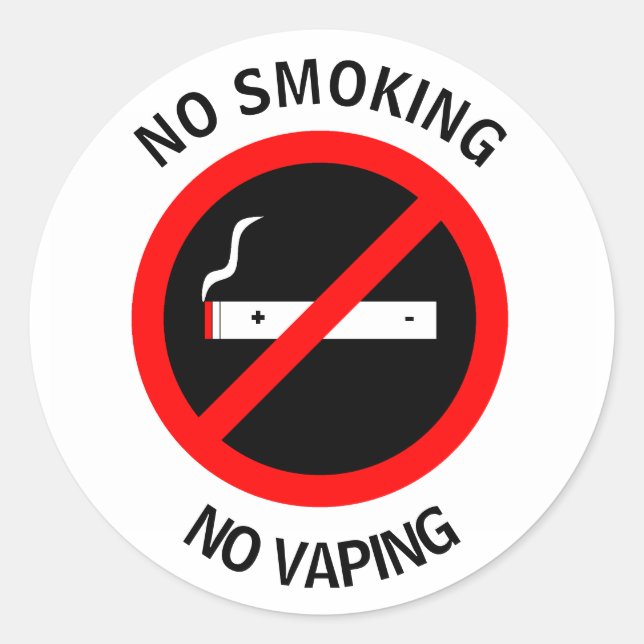 STICKER ROND AUCUN FUMEUR AUCUN SIGNE DE VAPEUR (Devant)