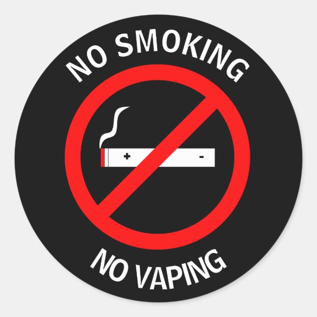 STICKER ROND AUCUN FUMEUR AUCUN SIGNE DE VAPEUR (Devant)