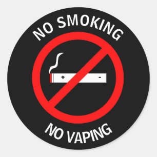 STICKER ROND AUCUN FUMEUR AUCUN SIGNE DE VAPEUR