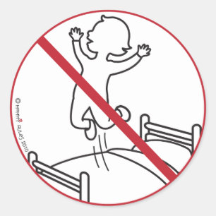 Sticker Rond Aucun sauter sur le lit !