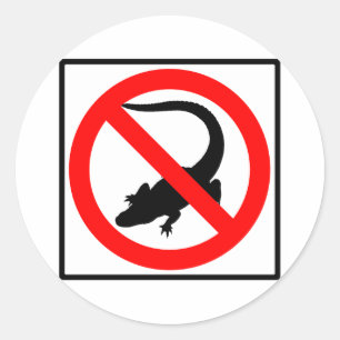 Sticker Rond Aucun signe de route d'alligators