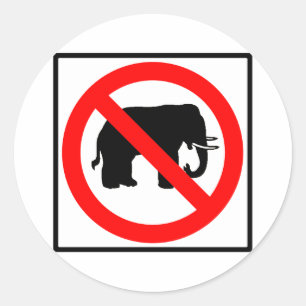 Sticker Rond Aucun signe de route d'éléphants