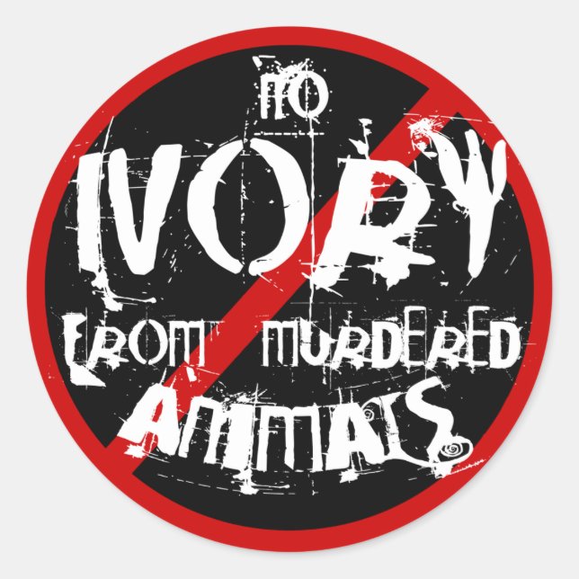 STICKER ROND AUCUNE IVOIRE D'ANIMAUX TUÉS (Devant)