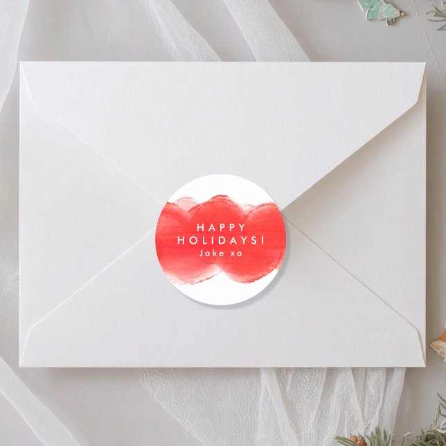 Sticker Rond audacieux moderne rétro rouge fun Joyeux jours fér (Créateur téléchargé)