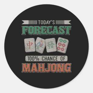 Sticker Rond Aujourd'hui Prévision 100 Chance du Mahjong Parti