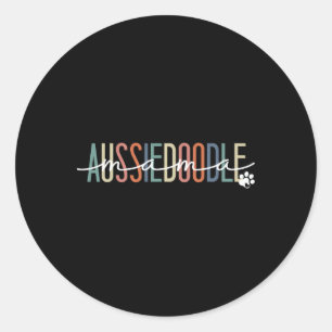 Sticker Rond Aussiedoodle Mama Aussie Doodle Dog Maman D