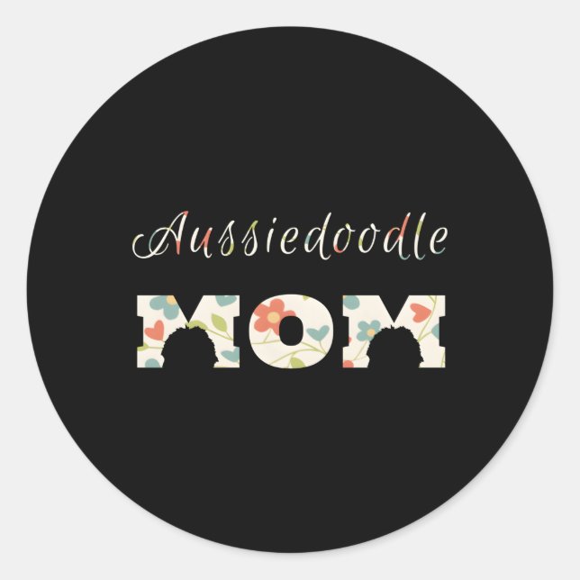 Sticker Rond Aussiedoodle Maman Aussiedoodle Maman Pour (Devant)