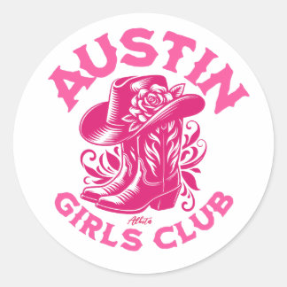 Sticker Rond austin bachelorette floral cowgirl rose