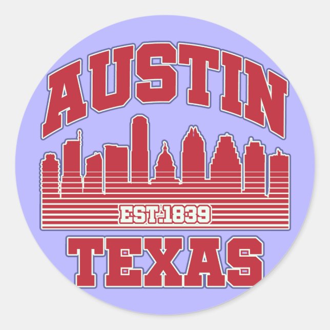 Sticker Rond Austin, Texas (Devant)