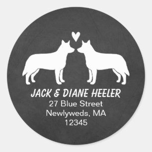 Sticker Rond Australian Cattle Dog Silhouettes Adresse de retou