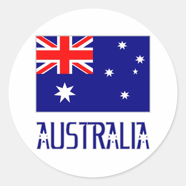 Sticker Rond Australie Drapeau & Word (Devant)