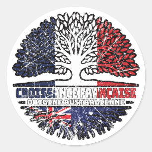 Sticker Rond Australie France drapeau des racines d'arbre