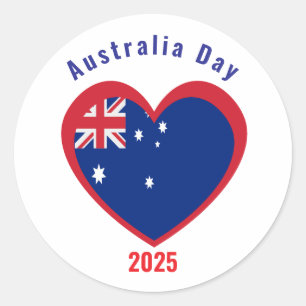 Sticker Rond Australie jour drapeau coeur personnalisé Approvis