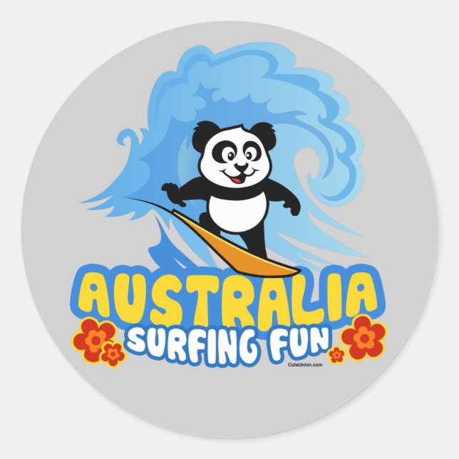 Sticker Rond Australie Surf Panda (Devant)