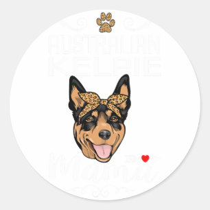 Sticker Rond Australien Kelpie Mama Amoureux des chiens Puppy C