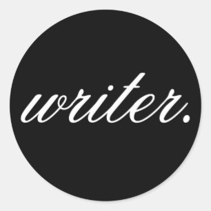 Sticker Rond auteur. (fantaisie, blanches sur noir) -